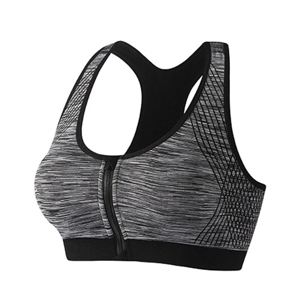 Wide Straps Front Zipper Sports Bra