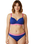 LIGHTLY PADDED NON WIRED TSHIRT BRA WITH MATCHING PANTY-BLUE
