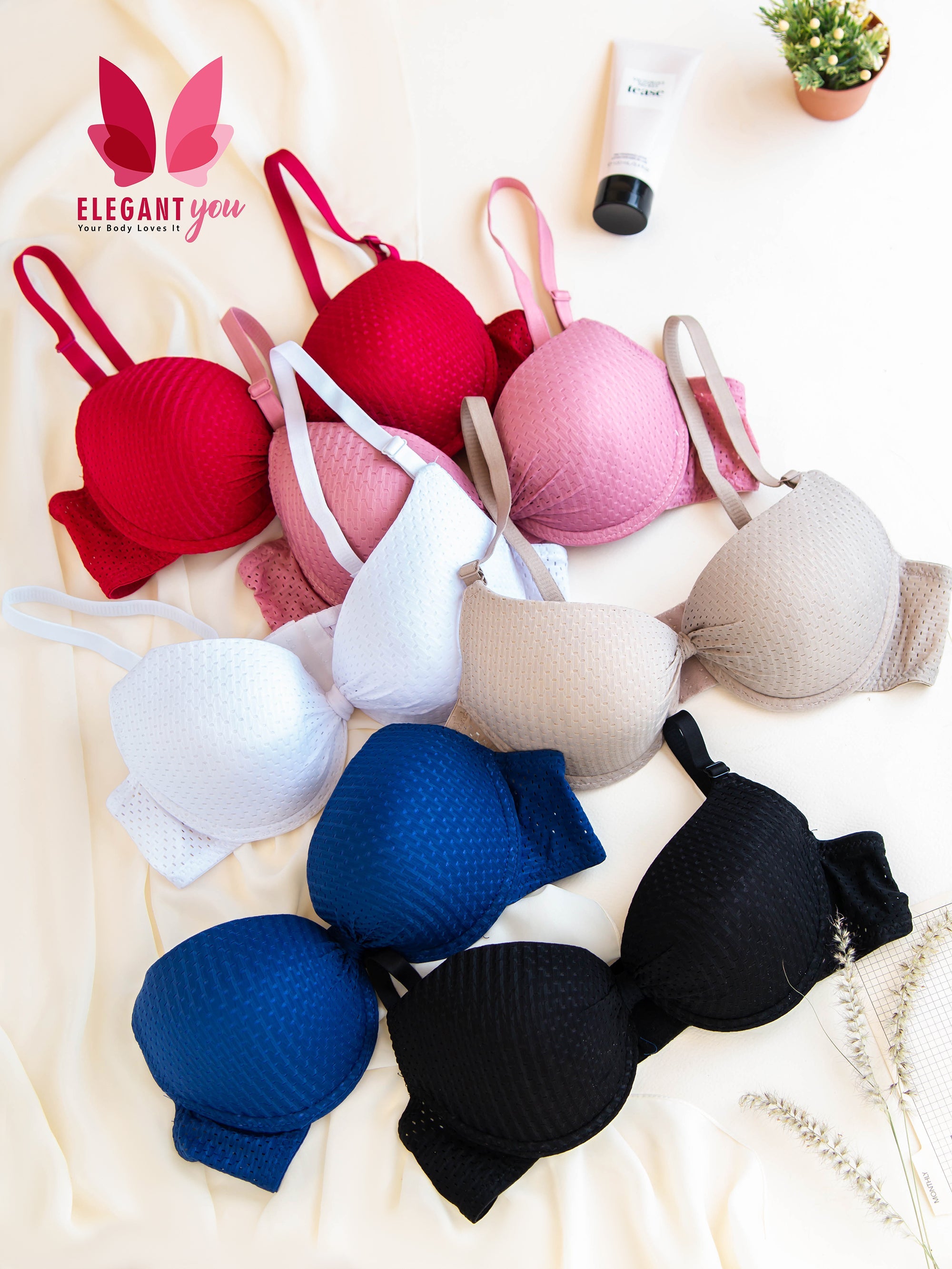 (36-42)b Knot Style Self Print Padded Push-up Bra (176)