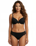 LOSHA LIGHTLY PADDED WIRED BRA SET WITH TOUCH OF LACE-BLACK