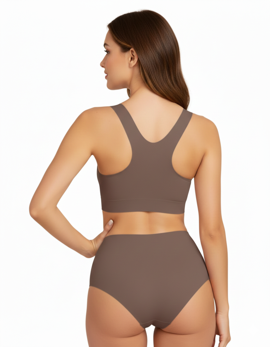 LOSHA LASER CUT SUPER SOFT BRA SET-COFFEE