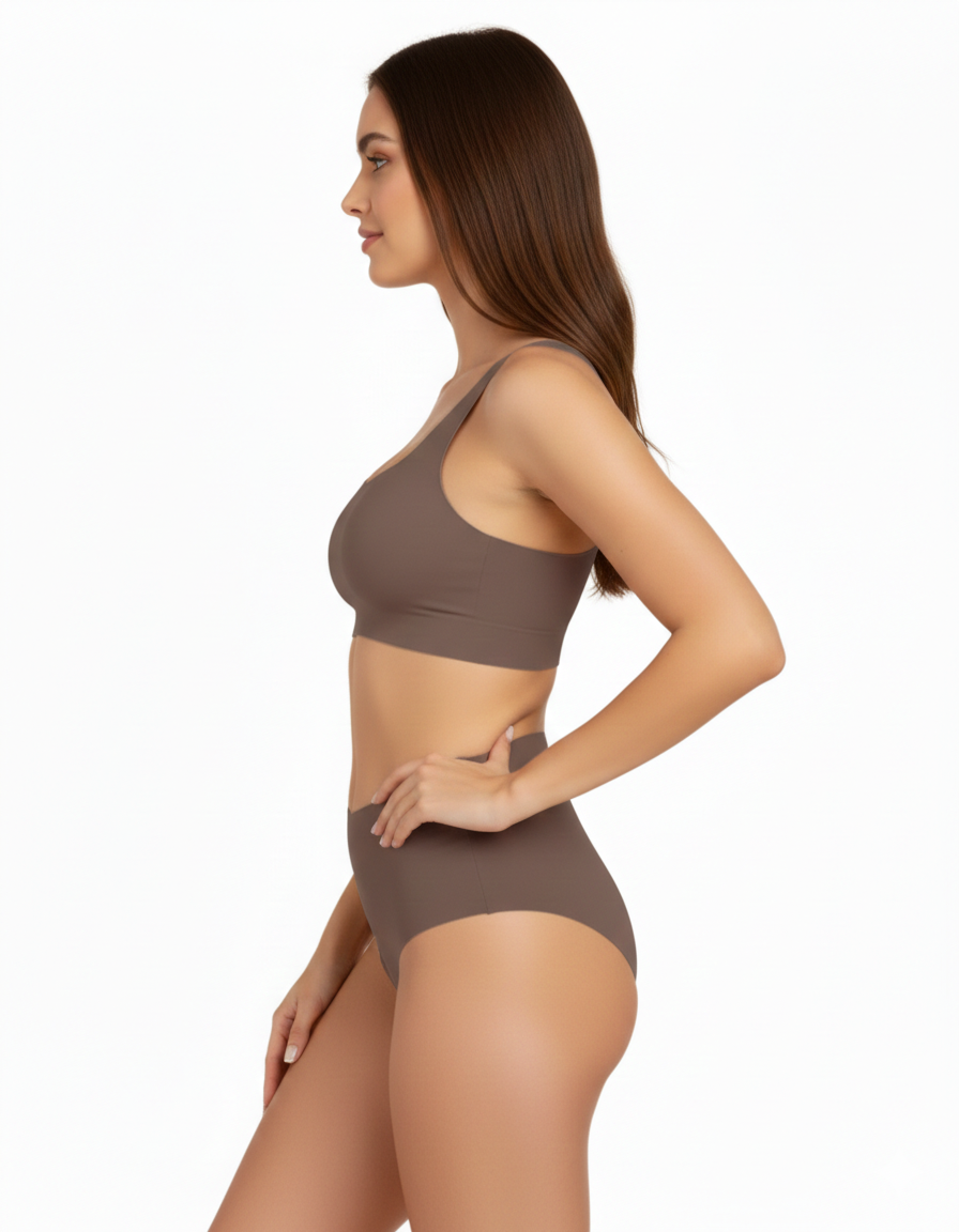 LOSHA LASER CUT SUPER SOFT BRA SET-COFFEE