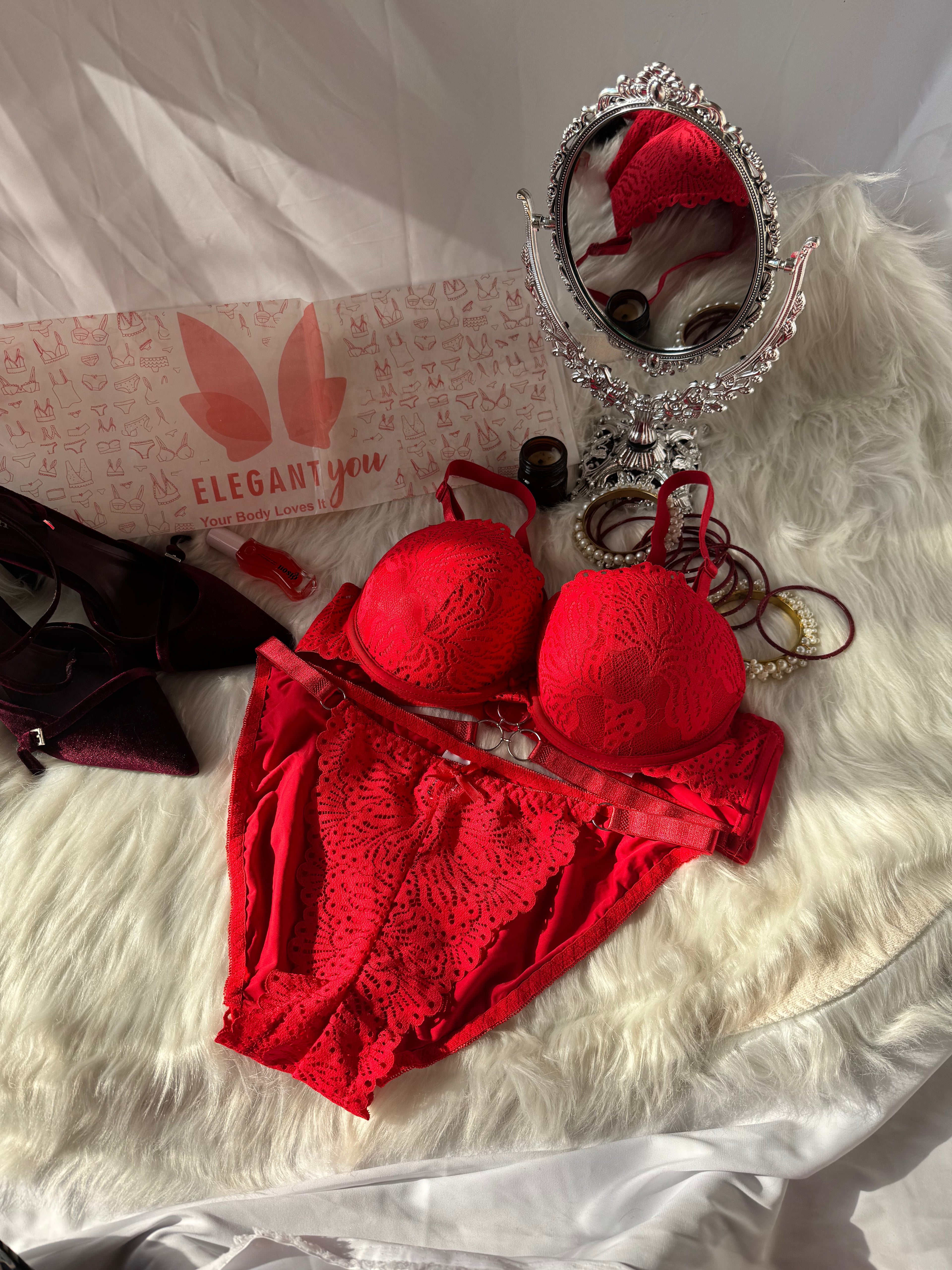Cup Elegant Lacy Double Padded Bra & Panty Set