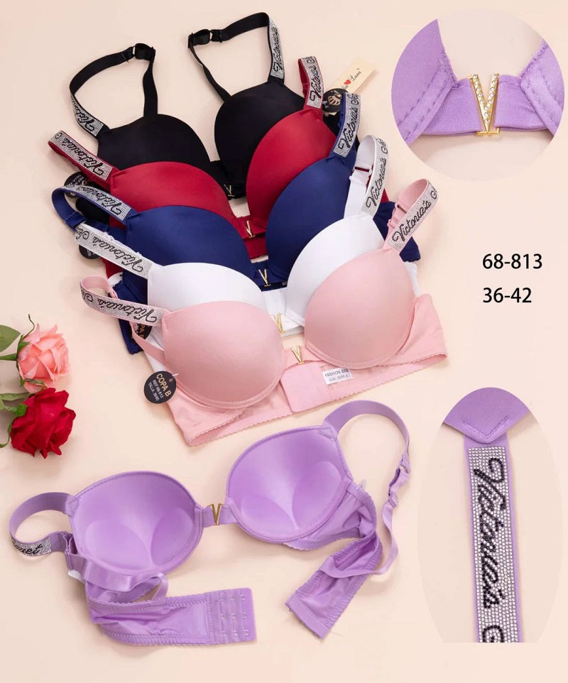 (36-42)B [Peach & Purple] Victoria Secret Soft Push-up Pad Bra Panty Set(134)