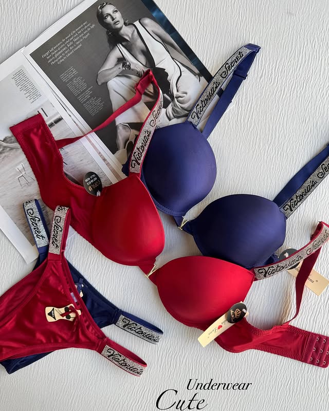 (36-42)B [Peach & Purple] Victoria Secret Soft Push-up Pad Bra Panty Set(134)